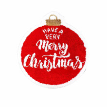 Christmas Round Rug 24" – Red Flocking Santa & Snowflake Pattern, Indoor Living Room Decor, Compatible with Home Christmas Decor