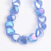 Lot de 20 perles en cristal en forme de cœur de 10 mm, bleu clair AB, pour la création de bijoux.