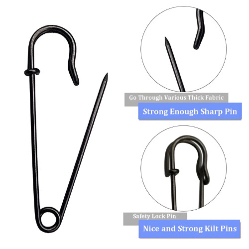 Black Large Safety Pins 30 Pcs 2