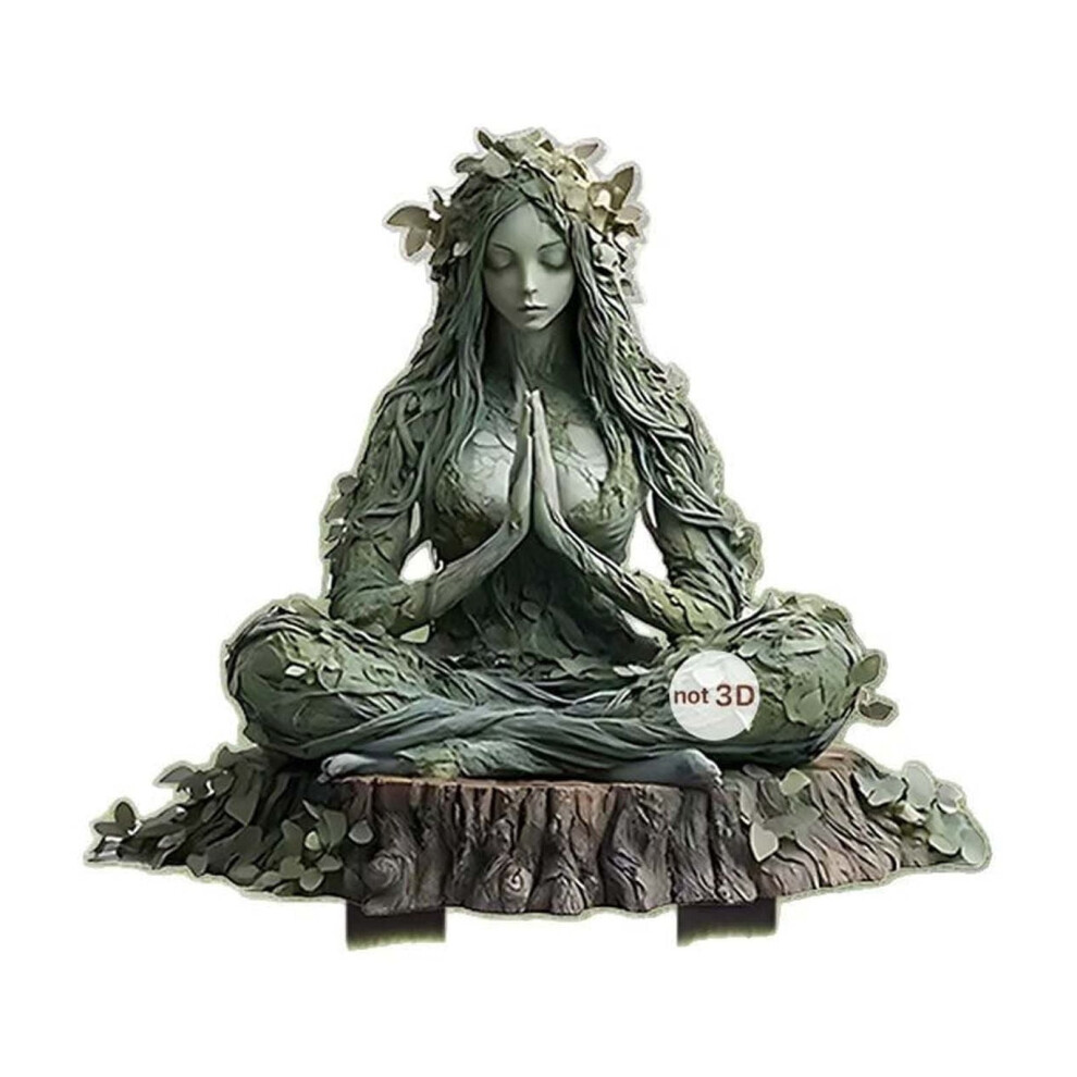 Mother Earth Gaia Acrylic Figurine, Painted Bronze Finish, Sitting Lotus Pose – Outdoor Courtyard Decoration, Compatible with Home & Garden Decor
