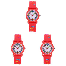 3St Kids Quartz Rood Waterdicht Met Schattig 3D Cartoon Design