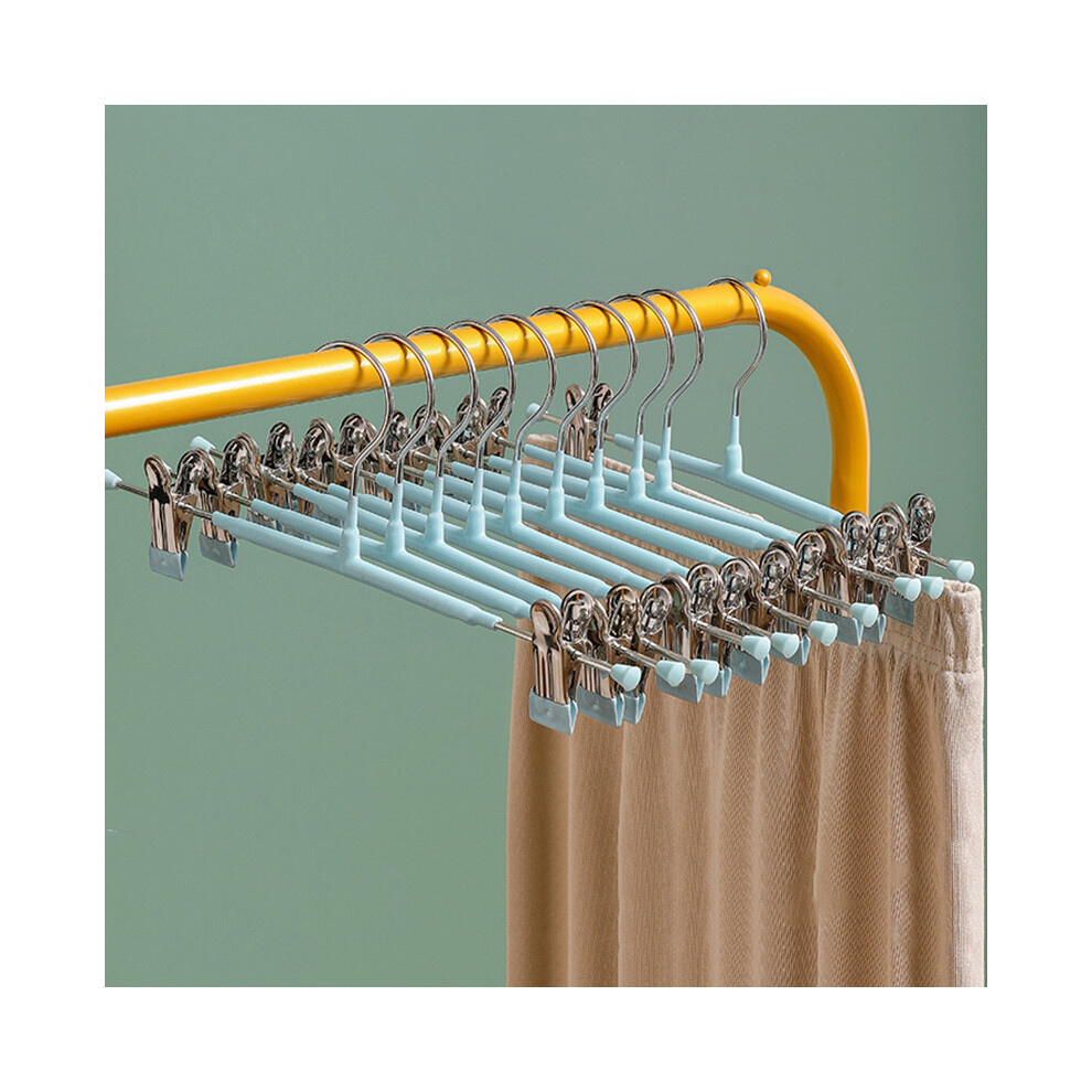 Zhouq-Outdoors (Light Blue, Bold) 5Pcs Space Saving Pants Skirt Hangers With Metal Clips