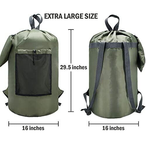 Large Laundry Bag Backpack Laundry Backpack with Shoulder Straps and Mesh Poc... 1