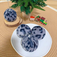 Faux Fur Plush Grey Leopard Christmas Balls, 12 Pcs Xmas Tree Ornaments – Compatible with Holiday Decor