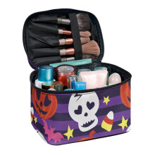 Skull and Pumpkin Travel Cosmetic Bag with Brush