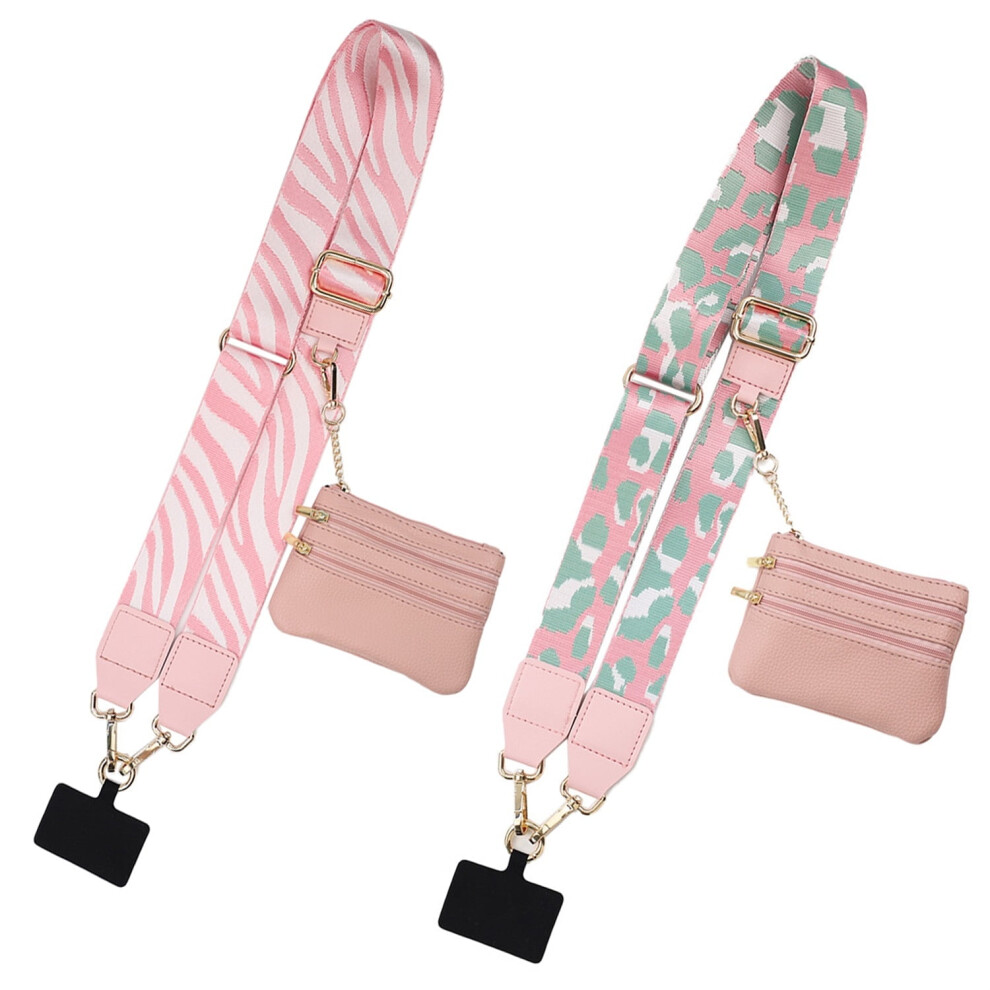 Phone Strap With Zippered Pouch, Cell Phone Lanyard,2Pcs Pink 9464372767694