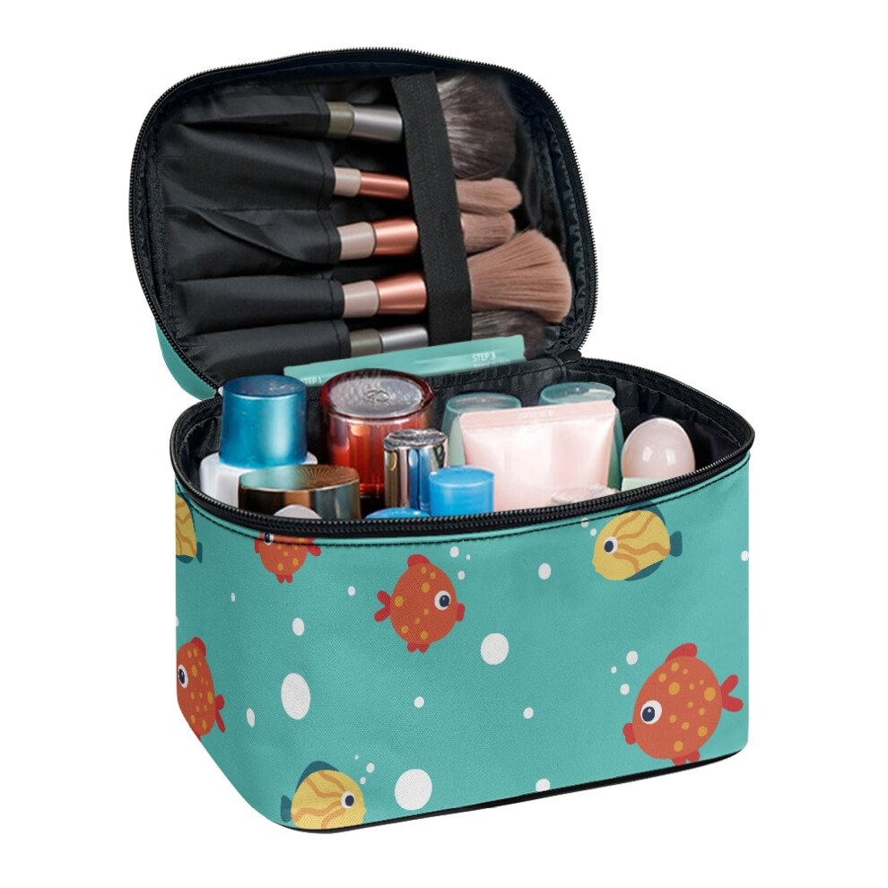Fish Pattern Makeup Bags Gifts for Mom With Brush Storage Space-Efficient (8.86"x6.5"x5.9")