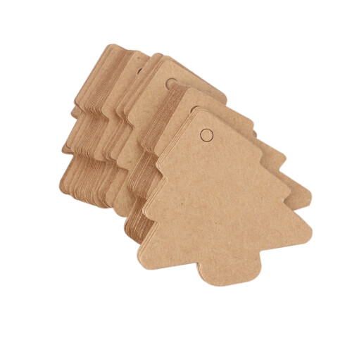 50 Pcs Christmas Tree Hang Tag Xmas Tags Brown Parcel Label