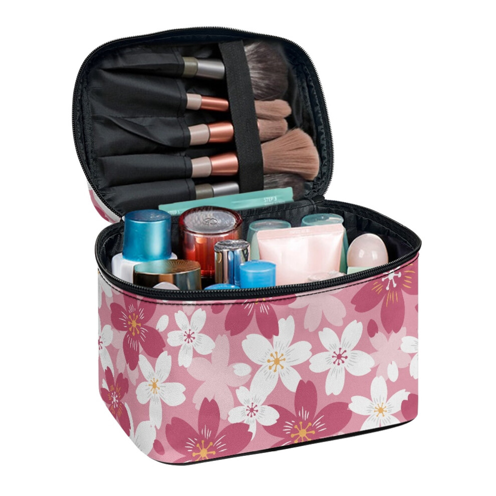 Lightweight Make up Bag Space-Efficient Flowers Travel Make up Bag Storage Pockets
