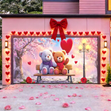 Valentine's Day Garage Hanging Banner – Heart-Shaped, Weather-Resistant Fabric, Indoor/Outdoor Use, 157.570.9in, Compatible with C