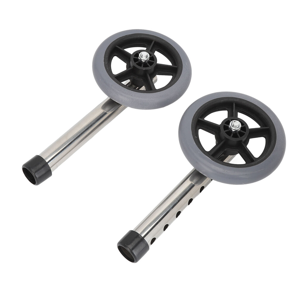 2pcs Walker Wheels Adjustable Rollator Replacement 6 Height Stainless Plastic