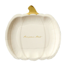 10PCS Halloween Pumpkin Paper Plates and Cups Disposable Gold Foil Tableware Easy to Clean Convenient for Parties
