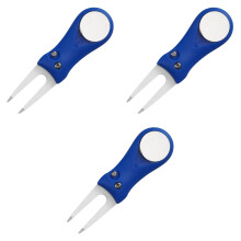 3St Blauwe Folding Divot Tool Golf Met Balmarker