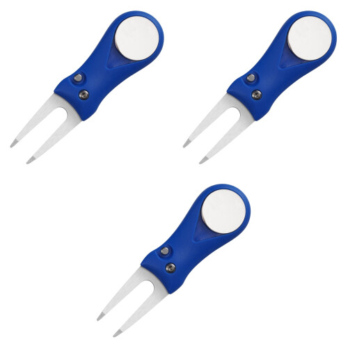 3St Blauwe Folding Divot Tool Golf Met Balmarker