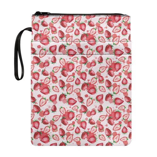 Strawberries Polyester Fabric Book Covers for Reading Lovers Gift for Journal Decorative Design