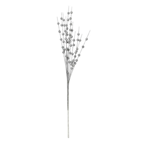 Artificial Berry Stems Silver Glitter 17 Inch