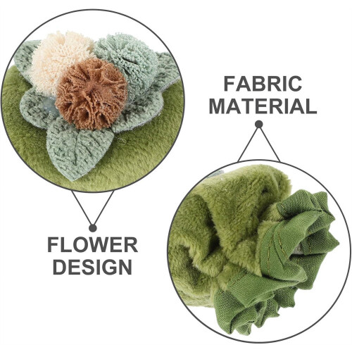 Soft Fabric Door Knob Covers Flower Shape Green 2 Pcs 2