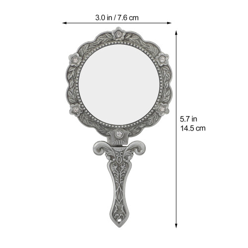 Pink Handheld Makeup Mirror Vintage Style 14.5 x 7.6 cm 1