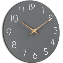 12" Silent Battery Wall Clock – Wooden White Minimalist Design, Compatible with Home/Office/Kitchen/Bathroom Decor