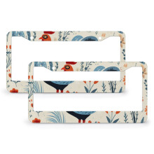 Rustic Watercolor Chicken License Plate Frames Aluminum 2
