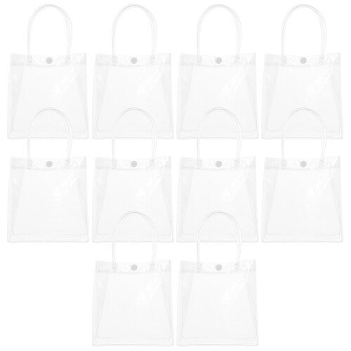 10 sacchetti di plastica trasparenti con manici per dolcetti da sposa 1