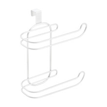 Versatile Over-the-Tank Double Layer Toilet Paper Holder - Bathroom Storage Dispenser with Space-Efficient Design for Home Organization White