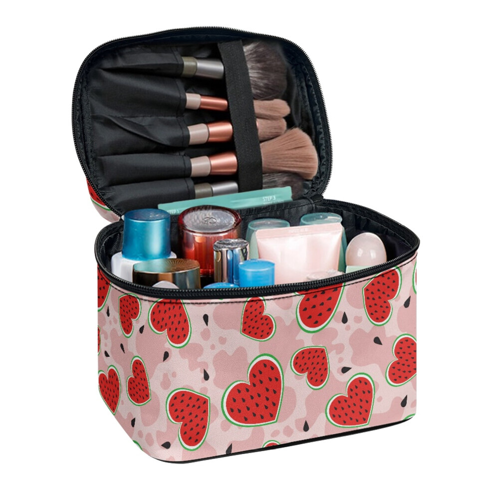 Heart-Shaped Watermelon Travel Makeup Case 8.86 x 6.5 x 5.9