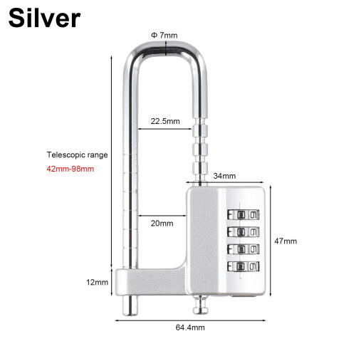 Adjustable U-Shaped Combination Padlock with 4-Digit Code for File Cabinets,Wardrobes,and Doors 1