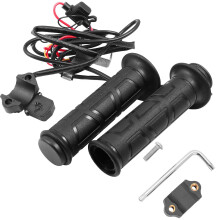 Heated Handlebar Grips for Motorbike Black Rubber Waterproof Dustproof 5070C Adjustable Temperature Fits 22mm Diameter