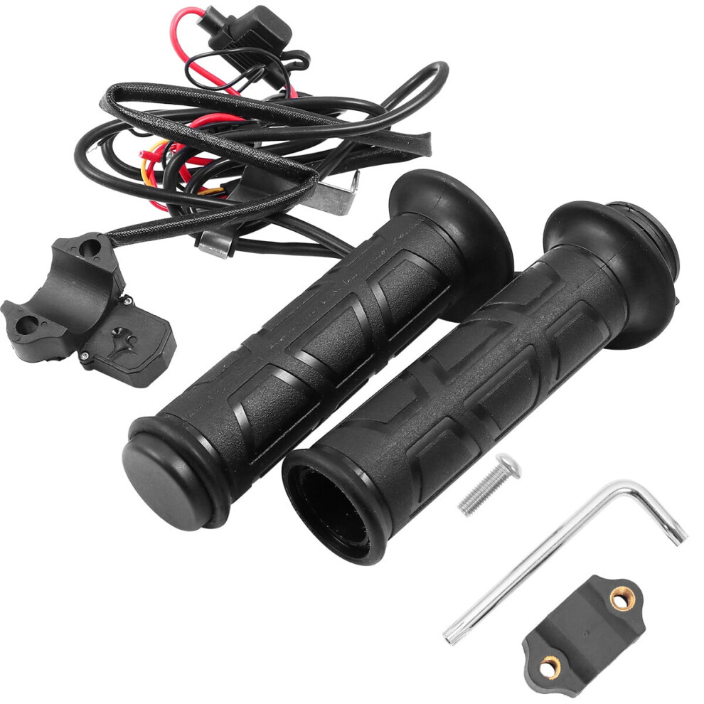 Heated Handlebar Grips For Motorbike Rubber Waterproof Dustproof 5070C Adjustable Temperature Fits 22Mm Diameter Black 9464372770809