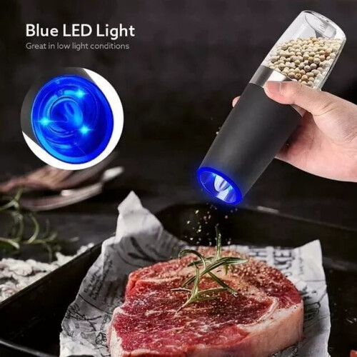 2 Pack Gravity Electric Salt and Pepper Grinder Mill Shaker Adjustable Automatic 2