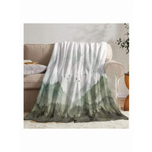 Neasow Misty Forest Fleece Throw Blanket 40x50", Sage Green Tree Art Flannel, Soft Portable Sofa/Bed Blanket, Home & Travel Gift