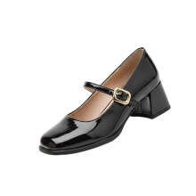 Willtoo Women's T-Strap Mary Jane Shoes with Low Block Heel | Summer Casual & Work Pumps Black