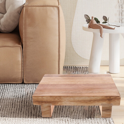 Step Stool Wood Light Brown Foot Stools for Home Users Entryway 1Pack 2
