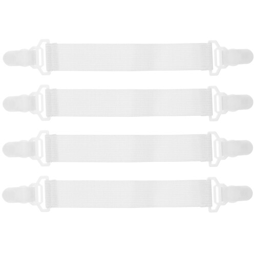 Topbathy Fitted Sheet Holders with White Elastic Straps and Plastic Clips for Stability 1