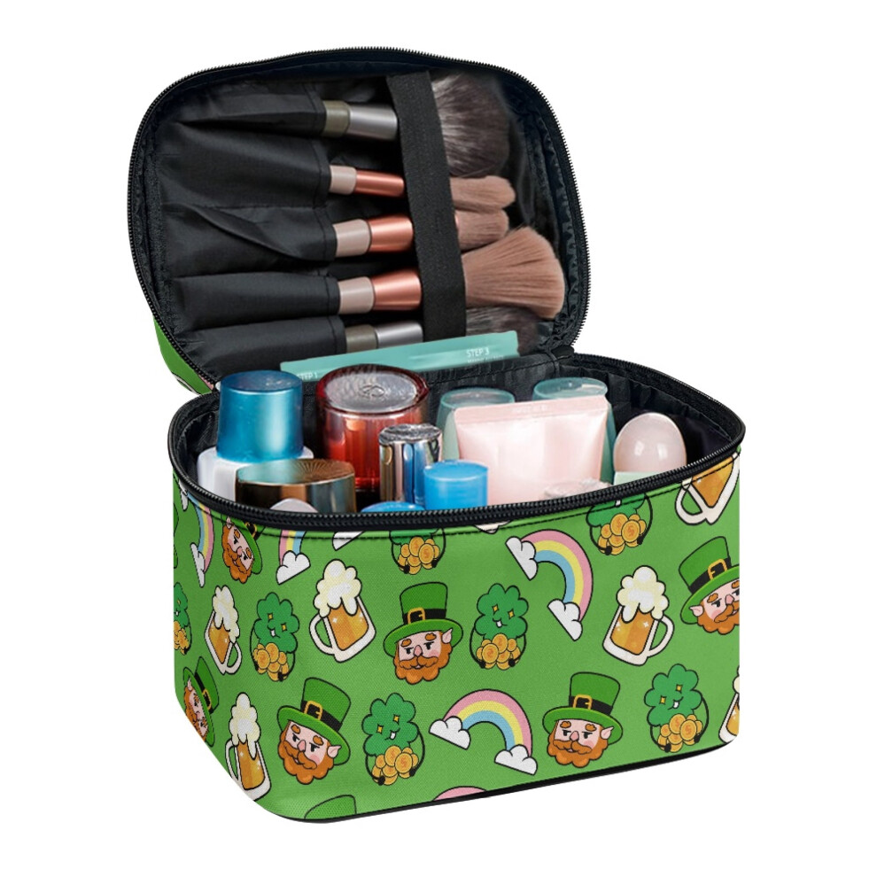 Portable Makeup Bag for Women with Large Capacity and Brush