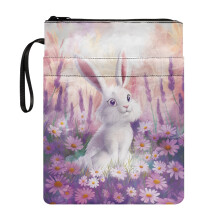 Rabbit and Daisy Pattern Polyester Book Sleeve Protector for Fater - Book Lovers Gifts for Office Waterproof, 11.42 x 8.66 Inch