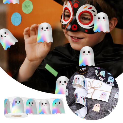 Halloween Ghost Sticker Rolls Cute Laser Cut 500pcs 1