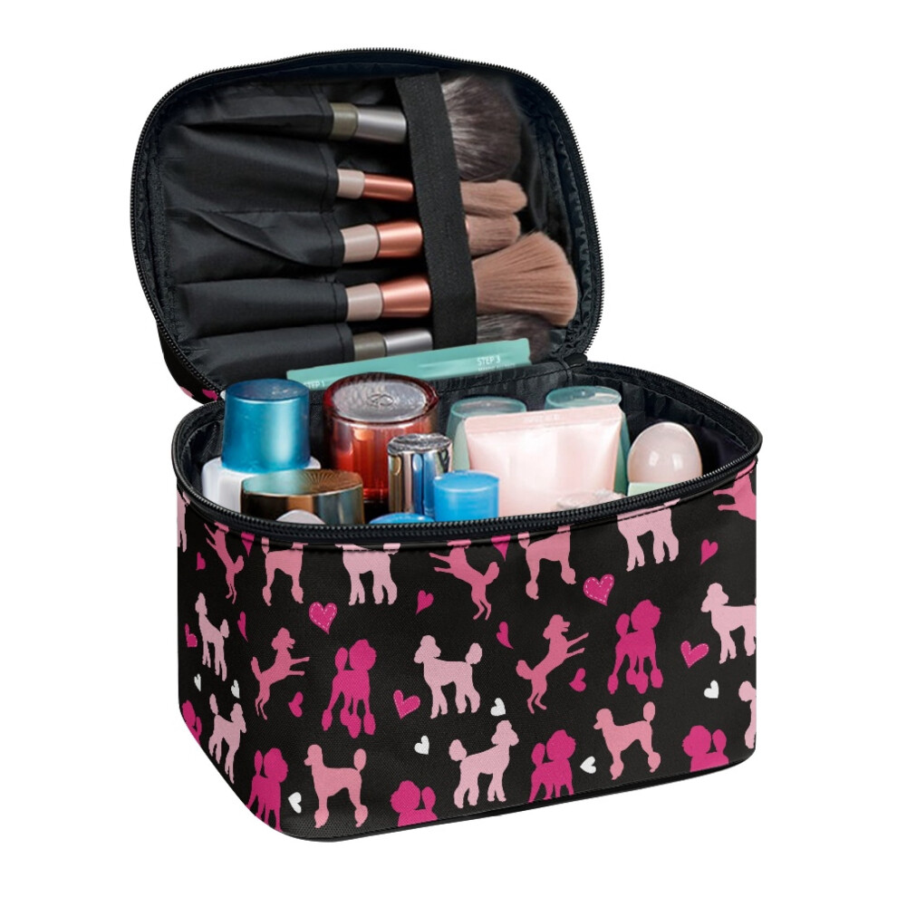 Poodle Silhouette Love Travel Makeup Case â Large Capacity, Space-Efficient Cosmetic Organizer Bag for Women