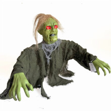 Halloween Zombie Groundbreaker Yard Stake with LED Red Eyes – Scary Outdoor Decoration, Compatible with Haunted House