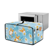 Decorative Toaster Oven Cover, Stain Resistant, Machine Washable, with Handle & Pockets, 18.5"x14.5"x9", Corgi Daisy Music Note