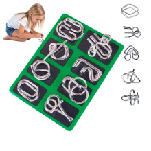 Metal Brain Teaser Puzzles, Set of 8 with Pouch, Steel IQ Games Physics Mind Metal Puzzles Challenge Gifts for Adults