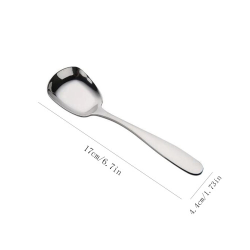2pcStainless Steel Spoon Flat Bottom Spoon Dessert Spoon Rice Spoon