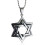 Μεγάλο ανδρικό κολιέ μενταγιόν Jewish6Point από ανοξείδωτο ατσάλι με το αστέρι του 2