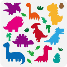 1Pc Cartoon Dinosaurs Painting Stencil Drawing Template on Wood Wall Fabric Furniture 11.8x11.8inch