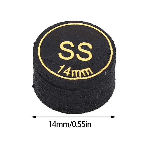 6pcs Black PU Pool Cue Tips 14mm Multi-Layer Replacement Billiard 1