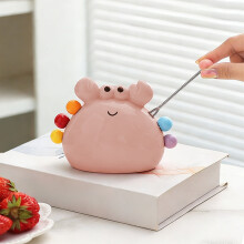 Cute Crab Fruit Fork Set – 6 Stainless Steel Dessert Forks with Ceramic Crab Holder, Compatible with Home & Parties