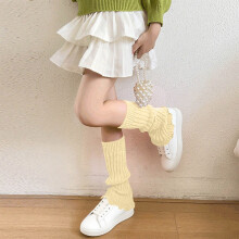 SYMOID Womens Beige Acrylic Rib Knit Leg Warmers - One Size Fits All, Soft & Warm, Scalloped Edge, Ideal for Fall & Spring,Size Free Size