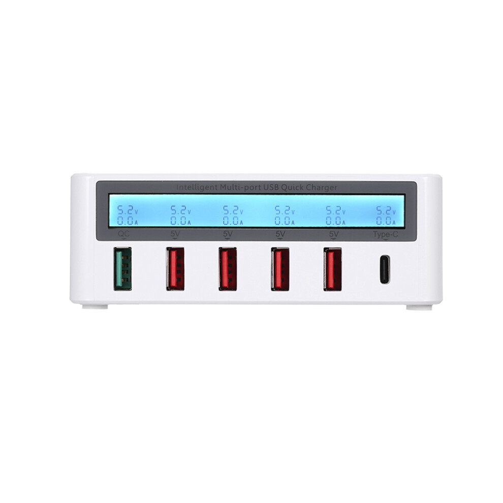 Smart Charging Station 6 Ports Lcd Wireless Dock 40W Or Black/White 6901391578168