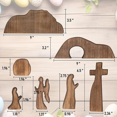 Empty Tomb Easter Scene Wooden Cross Decor 7PCS 1